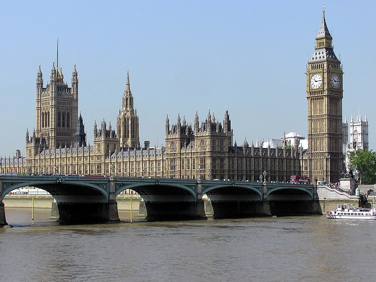 The Houses of Parliament viewed across Westminster Bridge